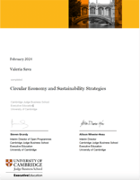 Circular Economy and Sustainability Strategies, Executive Education Cambridge 